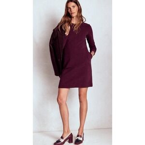 Boden Ribbed Knit Long Sleeve Crew‎ Neck Mini Dress Purple 4R New With Tags